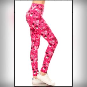 One Size Pink Valentine's Day "Love & Heart" Leggings